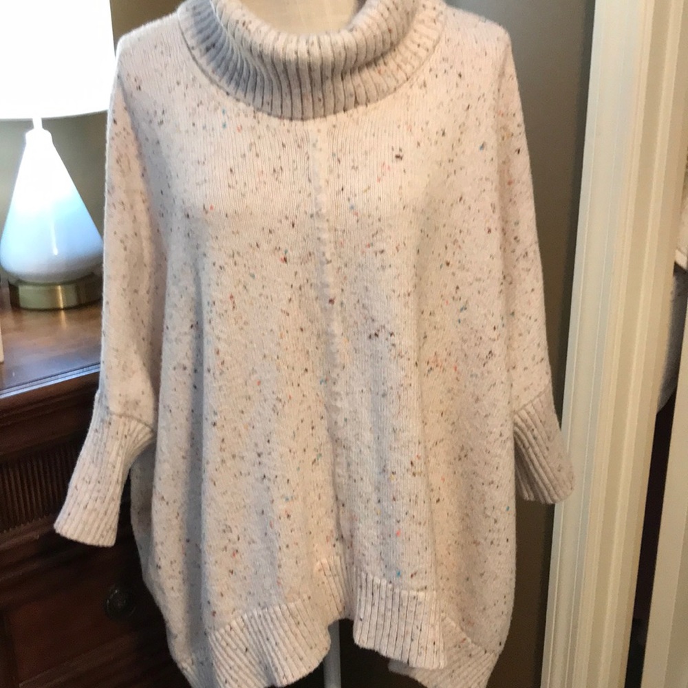 Loft cowl neck poncho sweater
